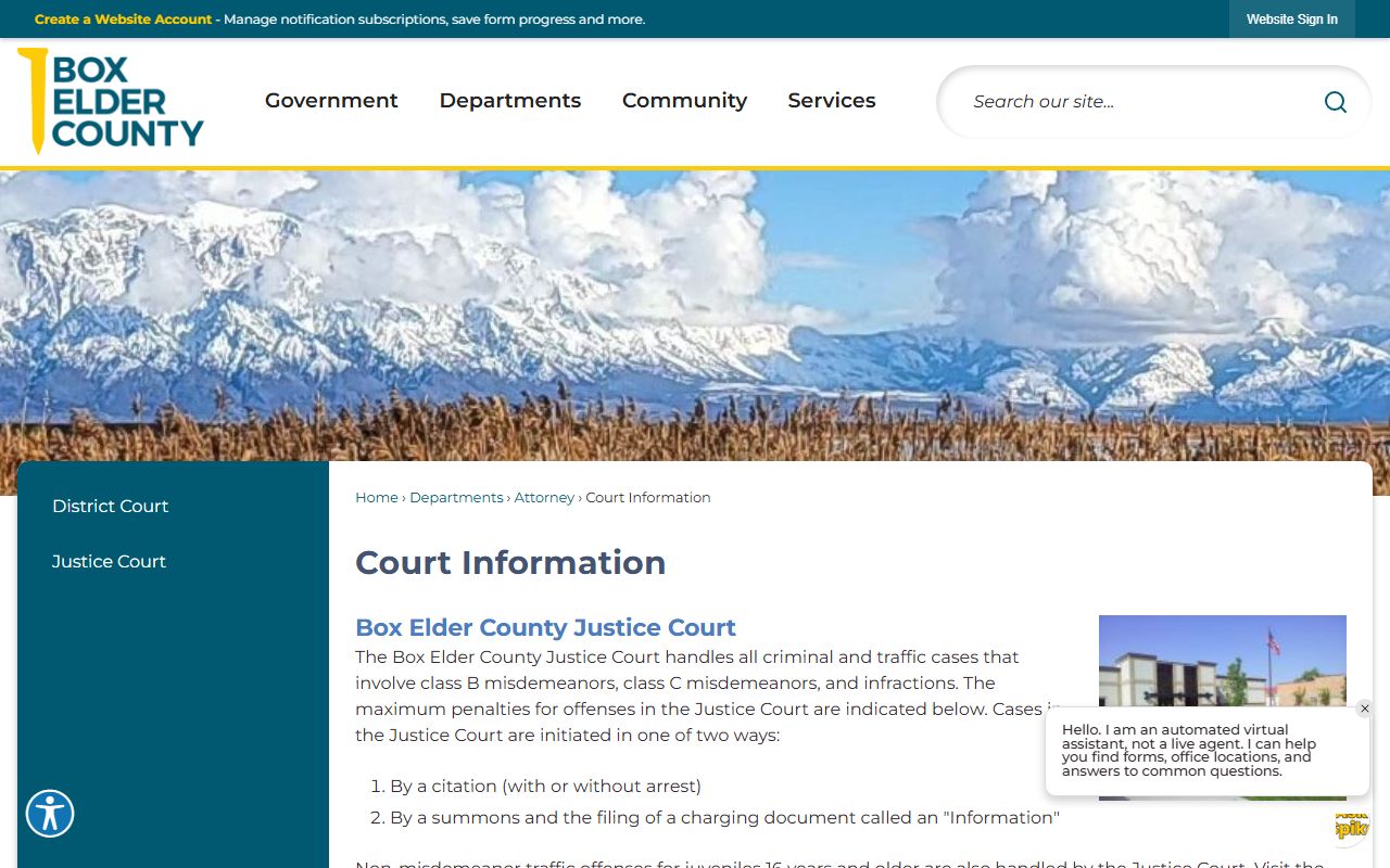 Brigham City First District Court Box Elder County civil records