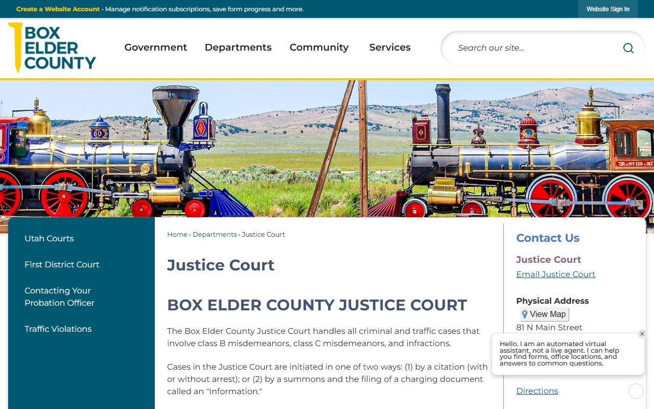 Brigham City Box Elder County Justice Court civil records