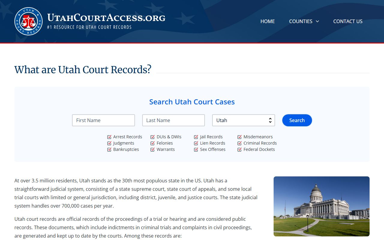Washington City Utah civil court records Washington County access