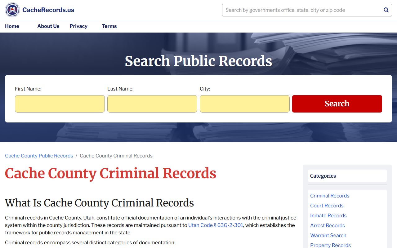 Cache County Online Records Express CORE for court records access