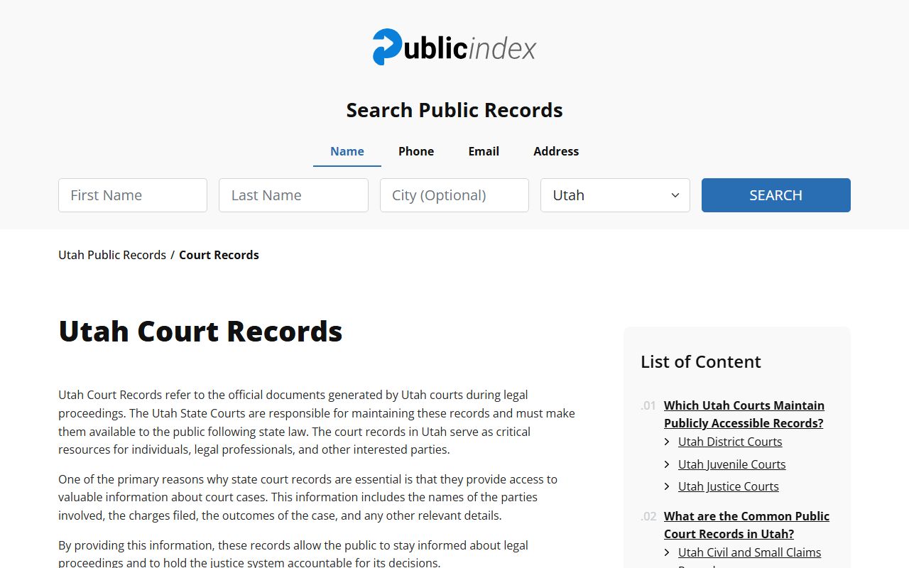 Emery County Seventh District Court civil court records