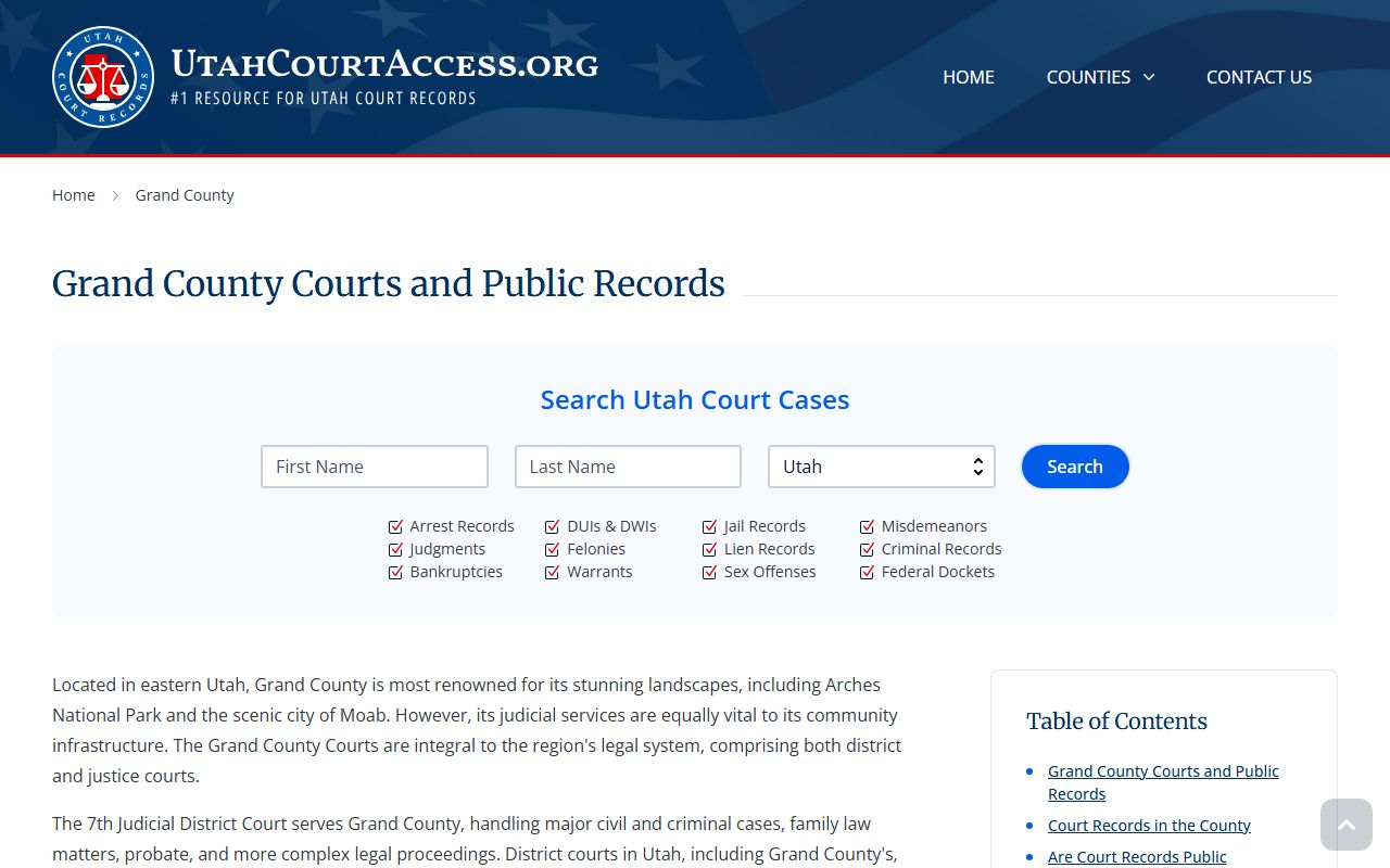 Grand County civil court records search online