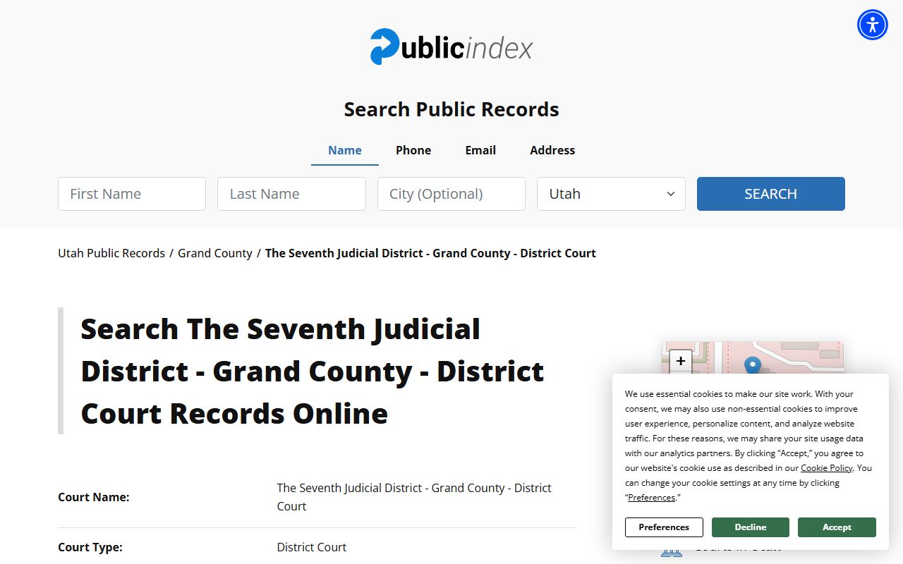 Grand County Seventh District Court civil court records Moab Utah