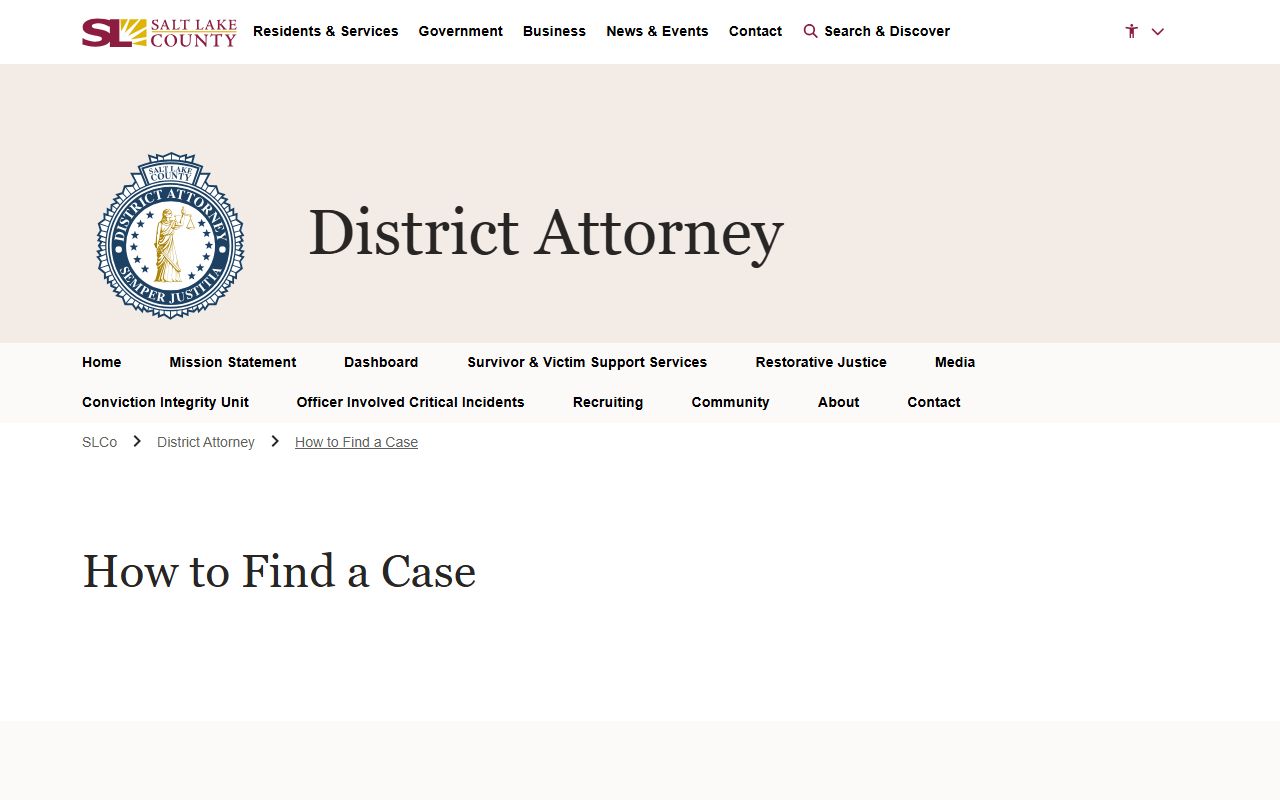 Salt Lake County District Attorney case information civil records