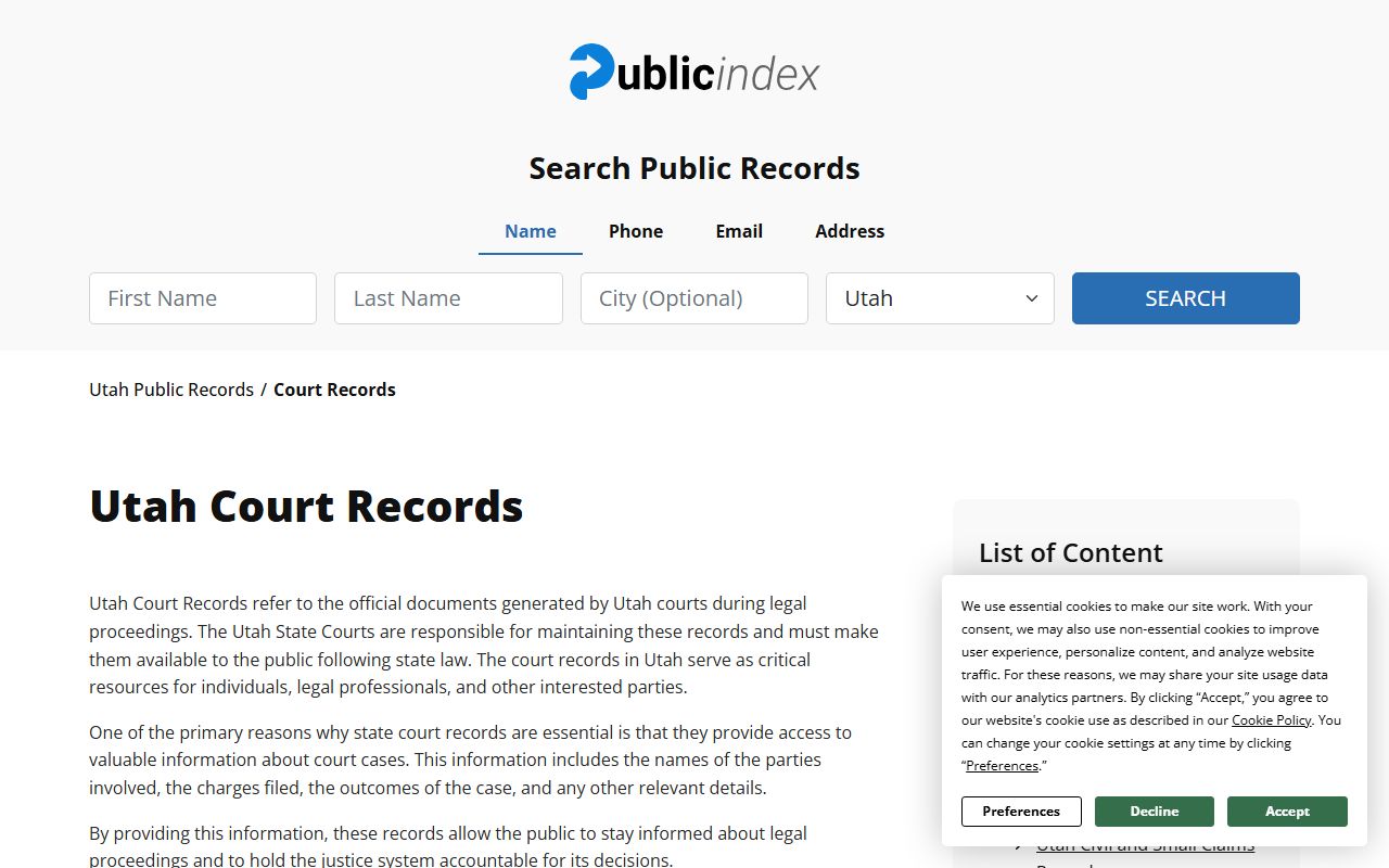 Sevier County Sixth District civil court records Richfield Utah
