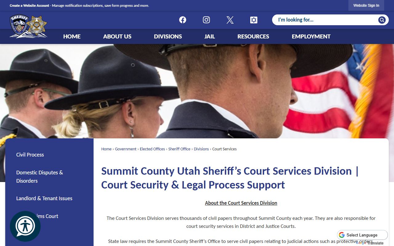 Summit County Court Services civil process server civil court records