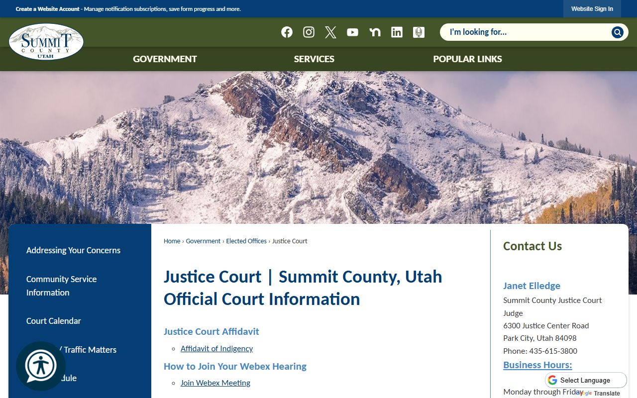 Summit County Justice Court civil court records Silver Summit