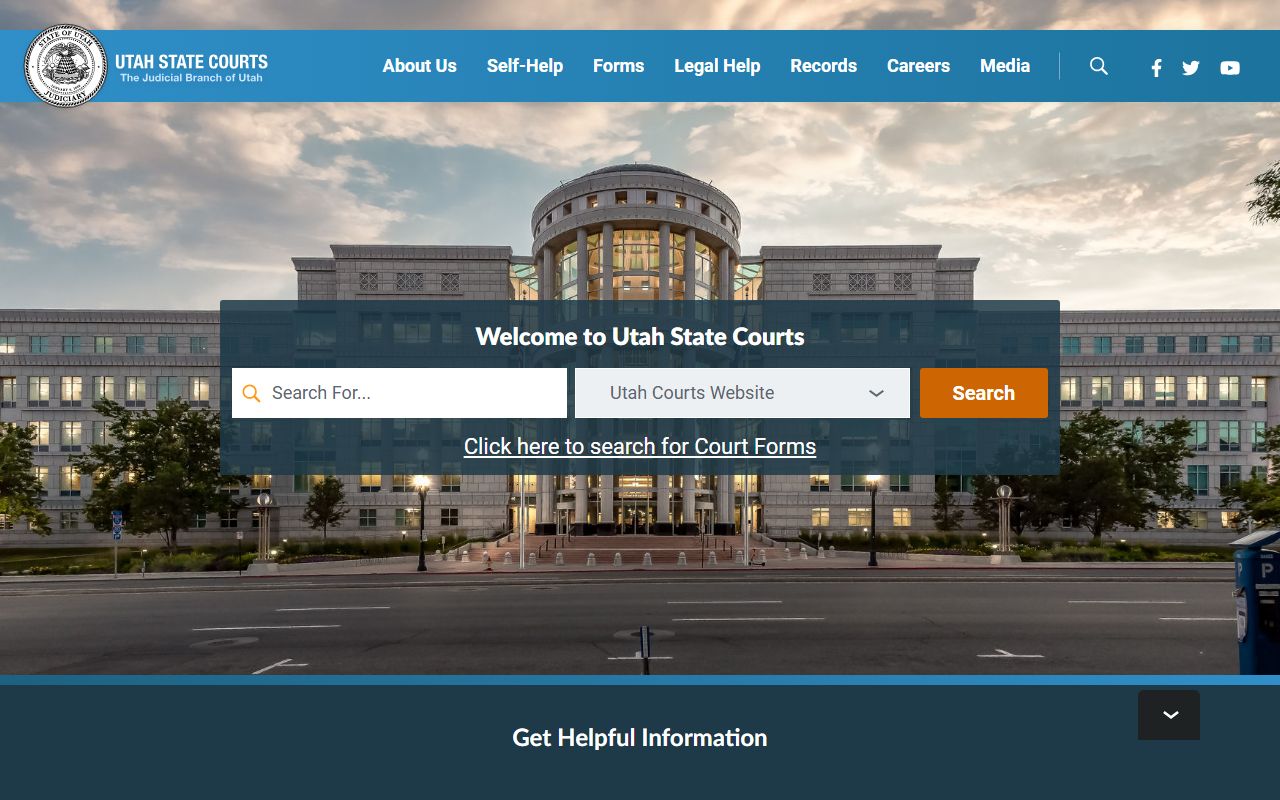 Utah State Courts official website for civil court records access